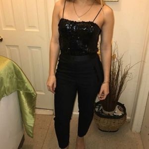 Black half sequin Zara jumpsuit